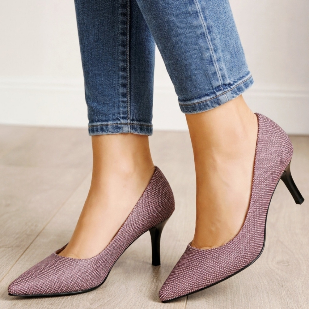 Joey Burgundy & Beige Pointed Toe Pumps